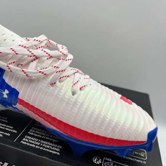 Under Armour Blur Pro TX Football Cleats Mens 12 White Red Blue‎ Texas Edition main image 4